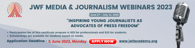 JWF Media and Journalism webinars for students